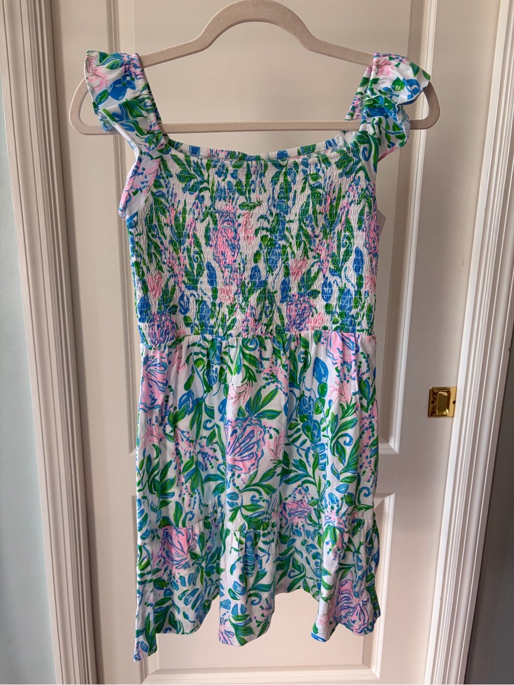 NWT Lilly Pulitzer Pastel Floral Smocked Dress Size XL (12-14)